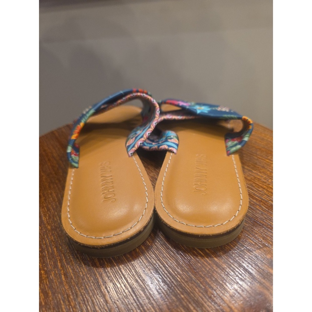 NWOT Johnny Was Women's‎ 7 Sonoma Boho Floral Cross Strap Leather Slip-on Sandal - Picture 4 of 7